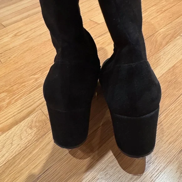 VINCE - Blythe Tall Black Suede Block Heel Boots - Picture 9 of 10